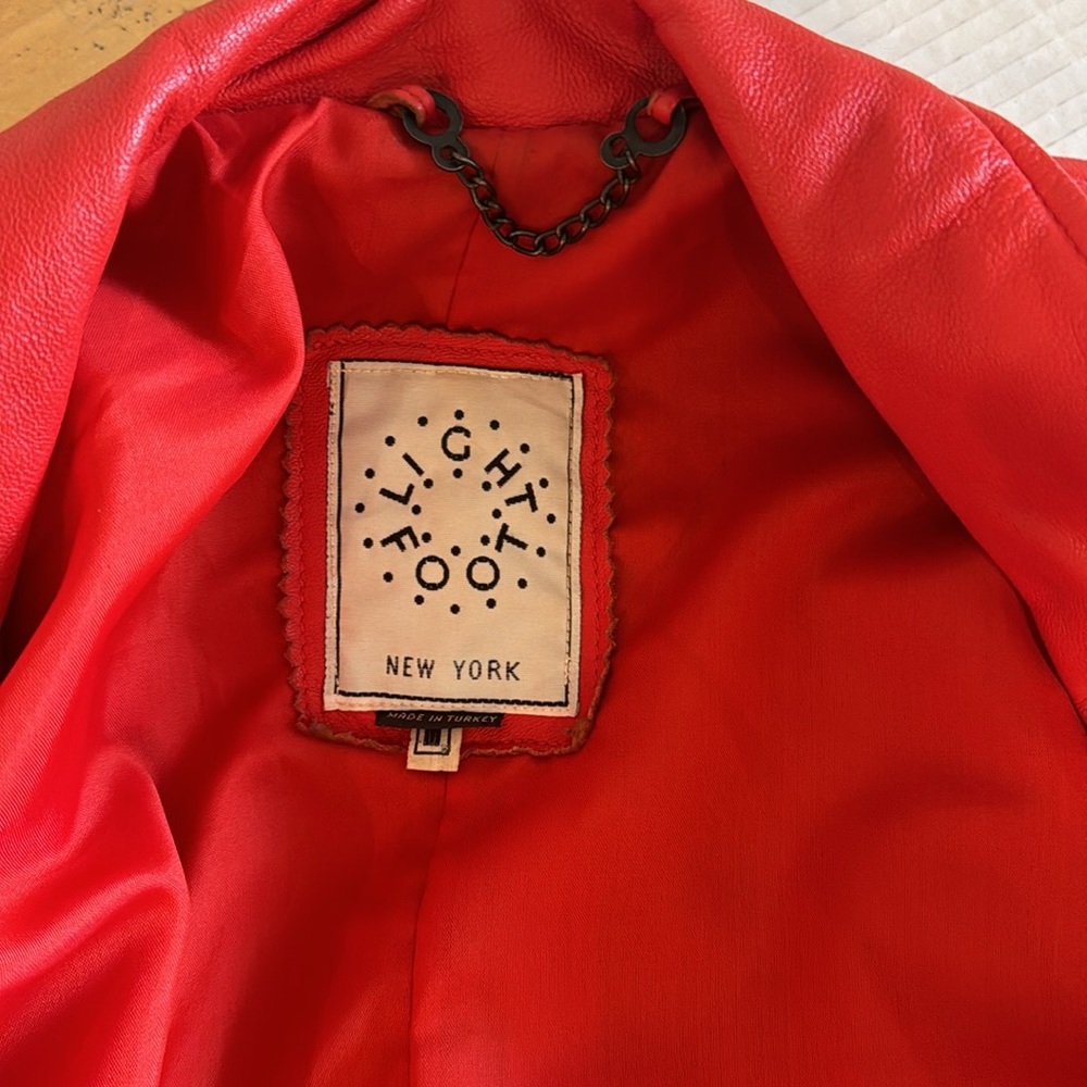 Women's Red Leather Vintage Jacket - Picture 11 of 14